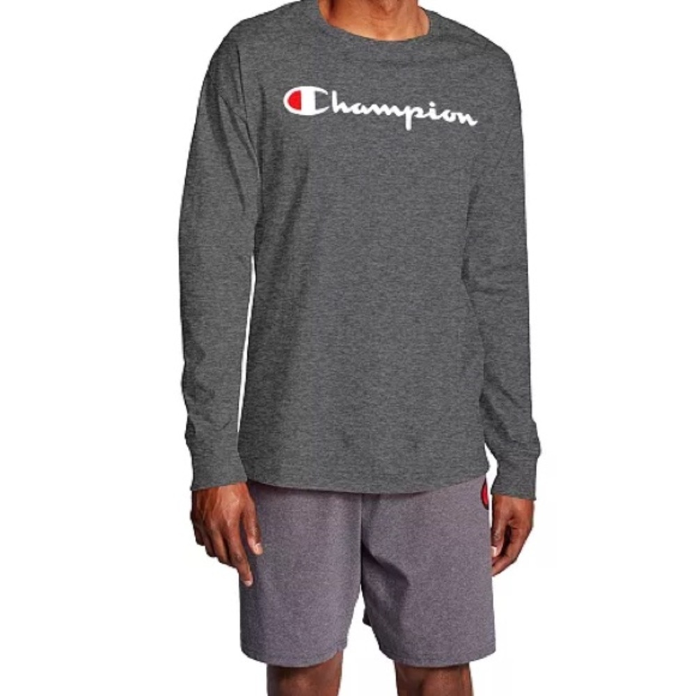 Champion Men's Charcoal Long Sleeve Tee
